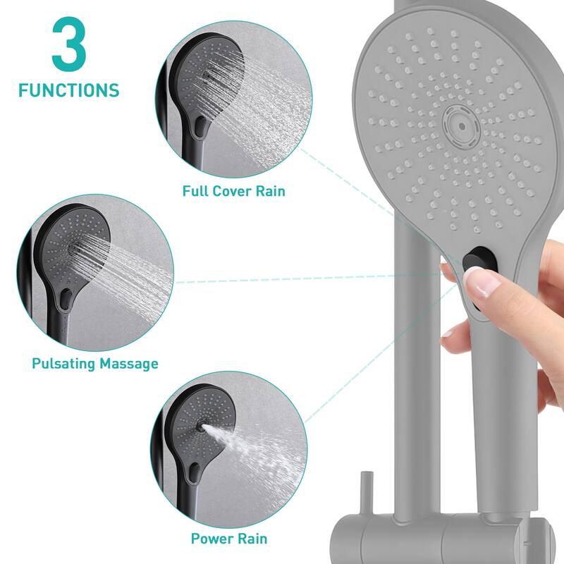 Shower Head with Handheld Shower System with Rainfall Shower Head Dual Shower Combo 3-Setting Handheld Sprayer with Slide Bar