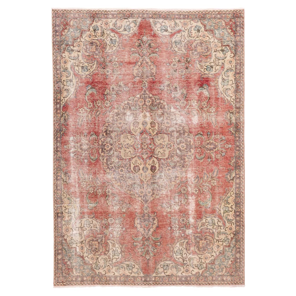 ECARPETGALLERY Hand-knotted Antalya Vintage Red Wool Rug - 7'1 x 10'1