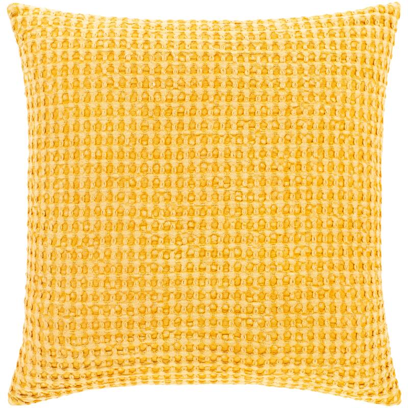 Artistic Weavers Whitley Faded Waffle Weave Cotton Throw Pillow - 20"x20" with Poly Insert - Mustard