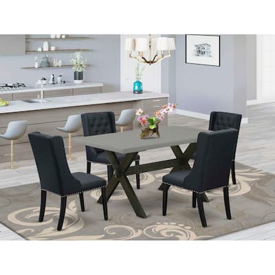 HomeStock 5-Piece Natural Oak Finish Solid Wood Top Dining table with 4 Chairs