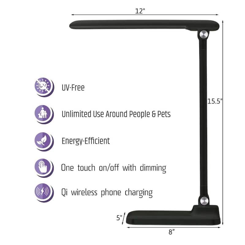 Brilli 15"H LED Desk Lamp (Set of 2) Matte Black Finish with Wireless Charging