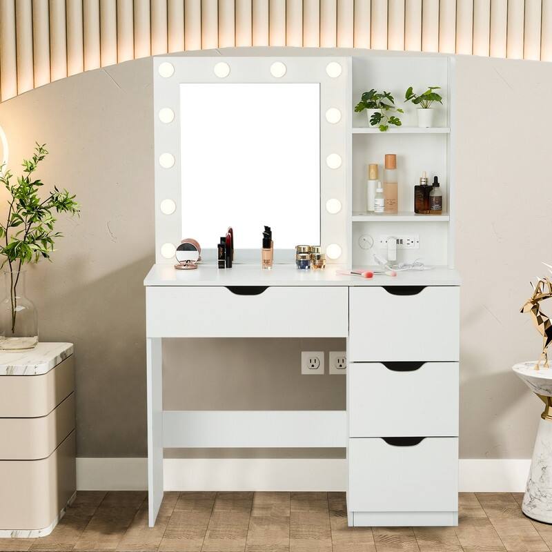 Four-drawer dressing table - White