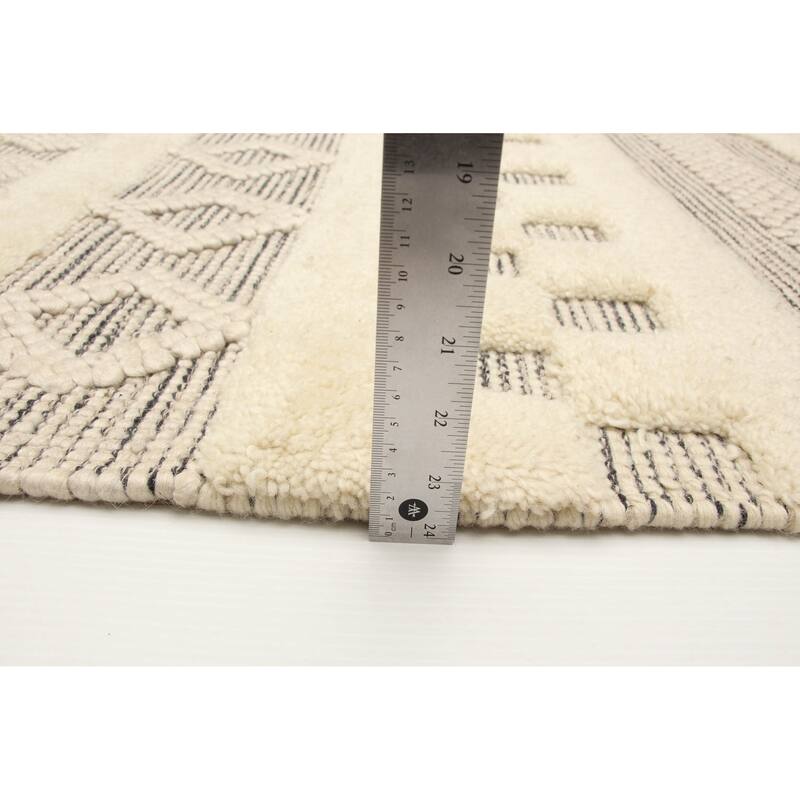 ECARPETGALLERY Braid weave Sienna Cream Wool Rug - 5'0 x 7'6