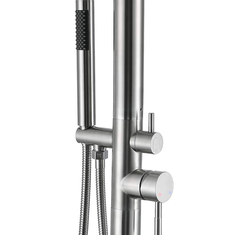 Freestanding Outdoor Shower System, Outdoor Shower Fixtures with Shower Head and Handheld