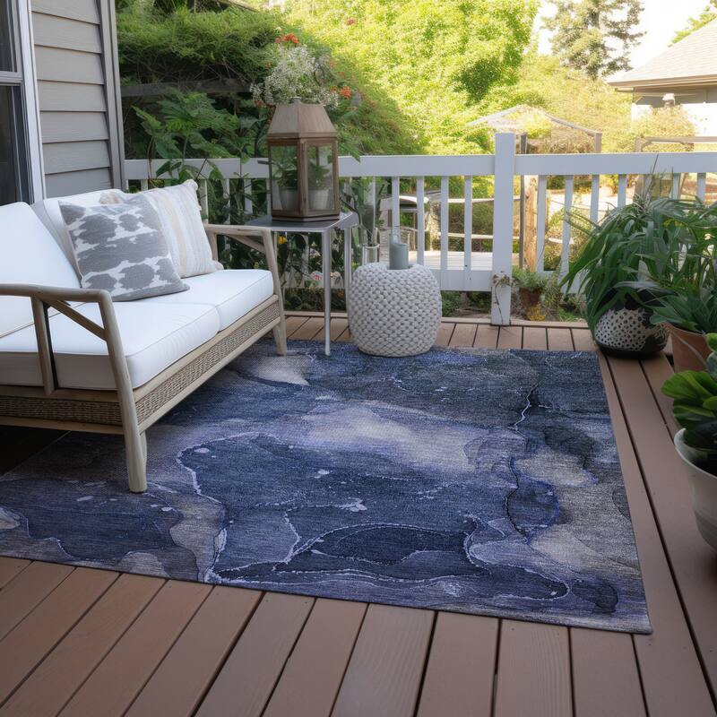 Dava Modern Art-Inspired Weather Resistant Versatile Elegance Outdoor Rug
