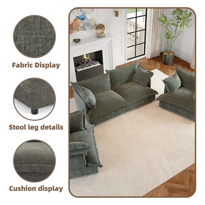 Cloud Chenille Upholstered Modular Sectional Sofa