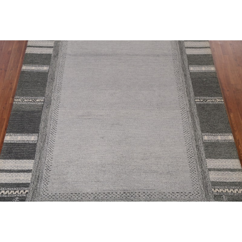 Solid Gray Gabbeh Indian Area Rug Handmade Wool Carpet - 5'3" x 7'7"
