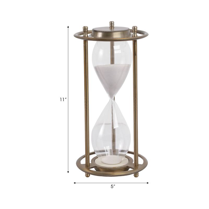 Metal Aluminum Hourglass Decorative Object Modern Contemporary Display - 5" x 5" x 11"
