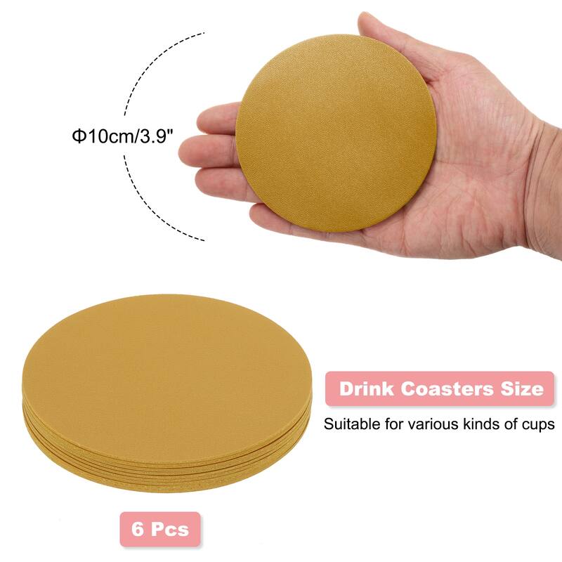 Round Drink Coasters Set of 6 Dual Sided 4"x4" - Ginger