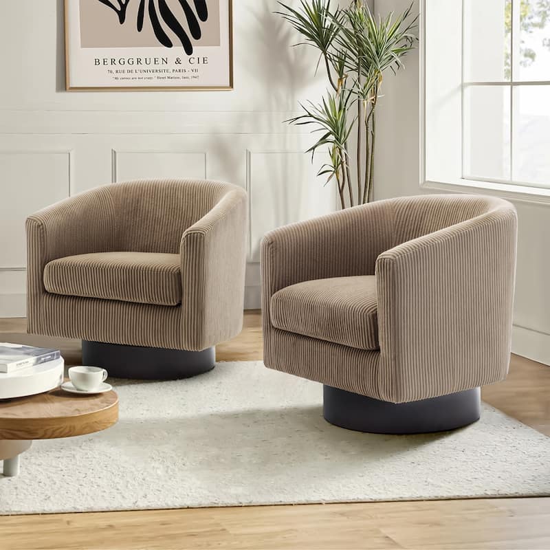 Modern Round 360-Degree Swivel Accent Chair Set of 2