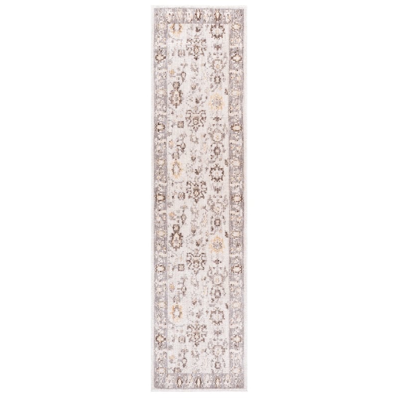 Martha Stewart by SAFAVIEH Kirsty Vintage Floral Distressed Rug - 2' x 8' Runner - Ivory/Grey