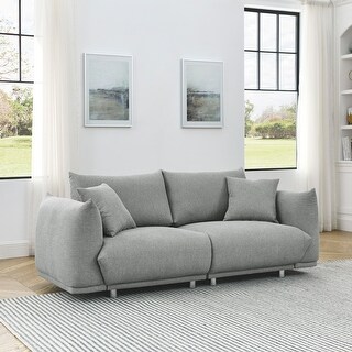 Modern Upholstered Deep Seater Loveseat Sofa Couch with Two Pillows ...