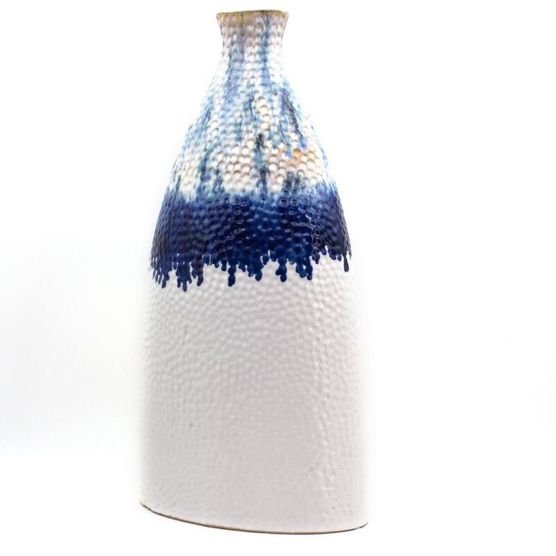 Euro Ceramica Fusion Blue and White 21.5" Drip Vase