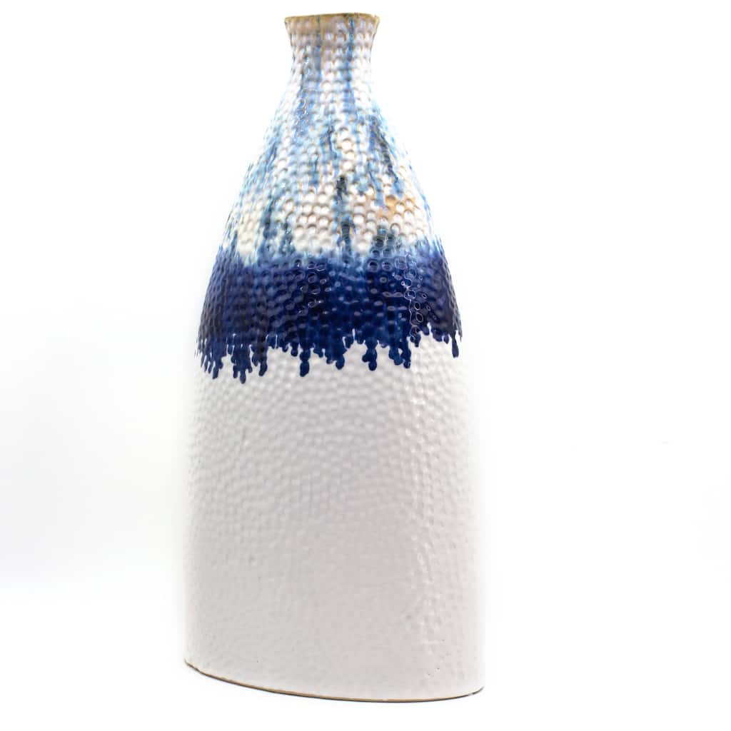 Euro Ceramica Fusion Blue and White 21.5" Drip Vase