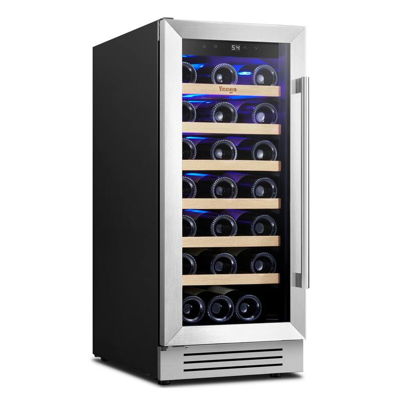 Yeego 14.8 in.33-Bottle Single Zone Wine Cooler Refrigerator Fridge with Built-In/Freestanding Design