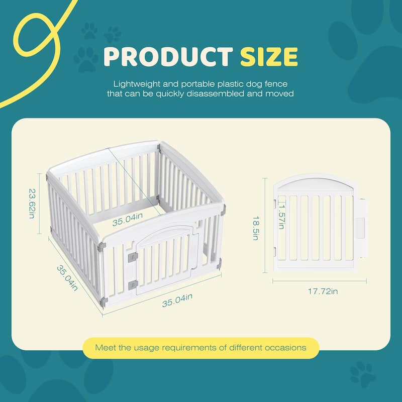 24-Inch Plastic Pet Playpen with Locking Door, Foldable Dog Fence for Indoor and Outdoor Use