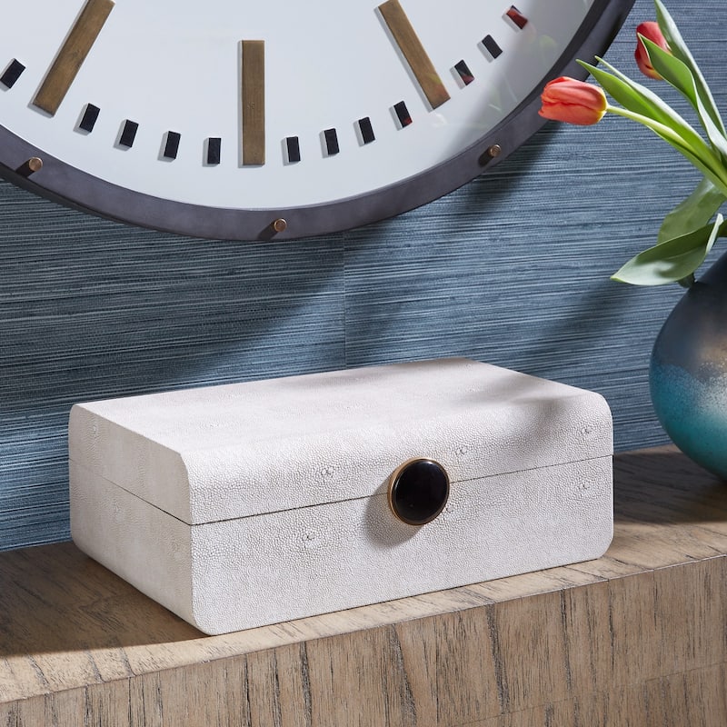 Rectangular Shagreen Storage Box - 12.75" - White
