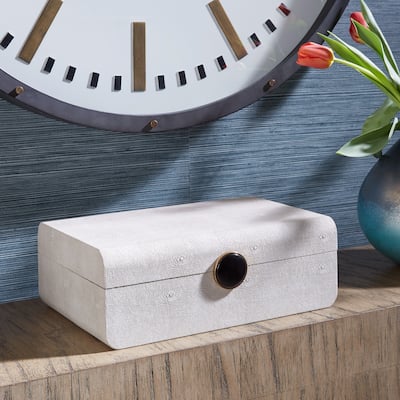 Rectangular Shagreen Storage Box - 12.75" - White