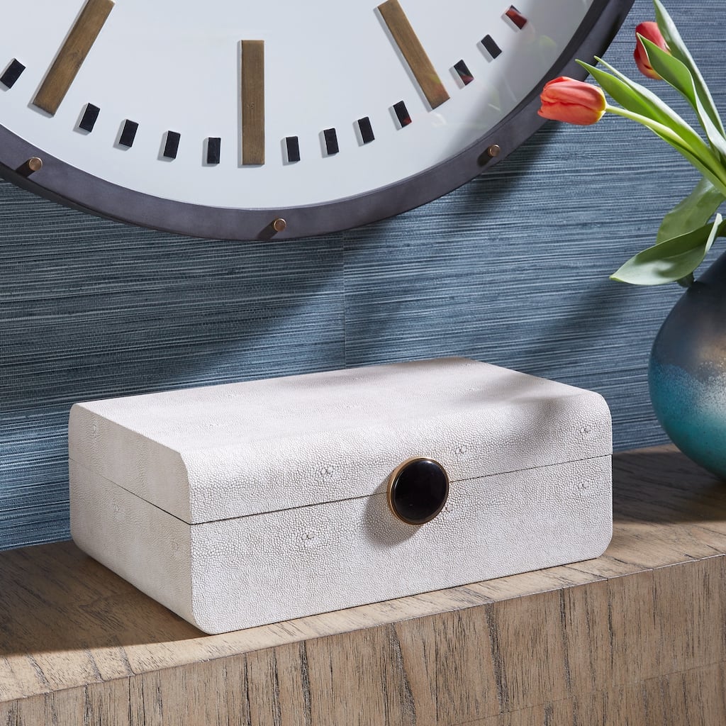 Rectangular Shagreen Storage Box - 12.75" - White