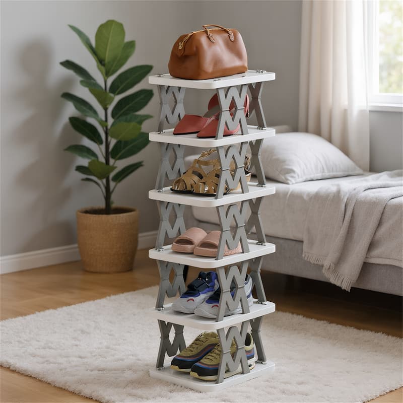 6 Tier Foldable Shoe Rack Vertical Shoe Organizer