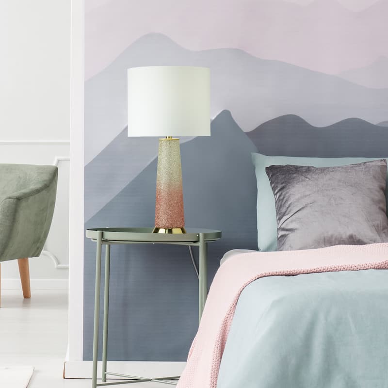 Bliss River of Goods Ombre Pink Glass and Metal 22-Inch Table Lamp