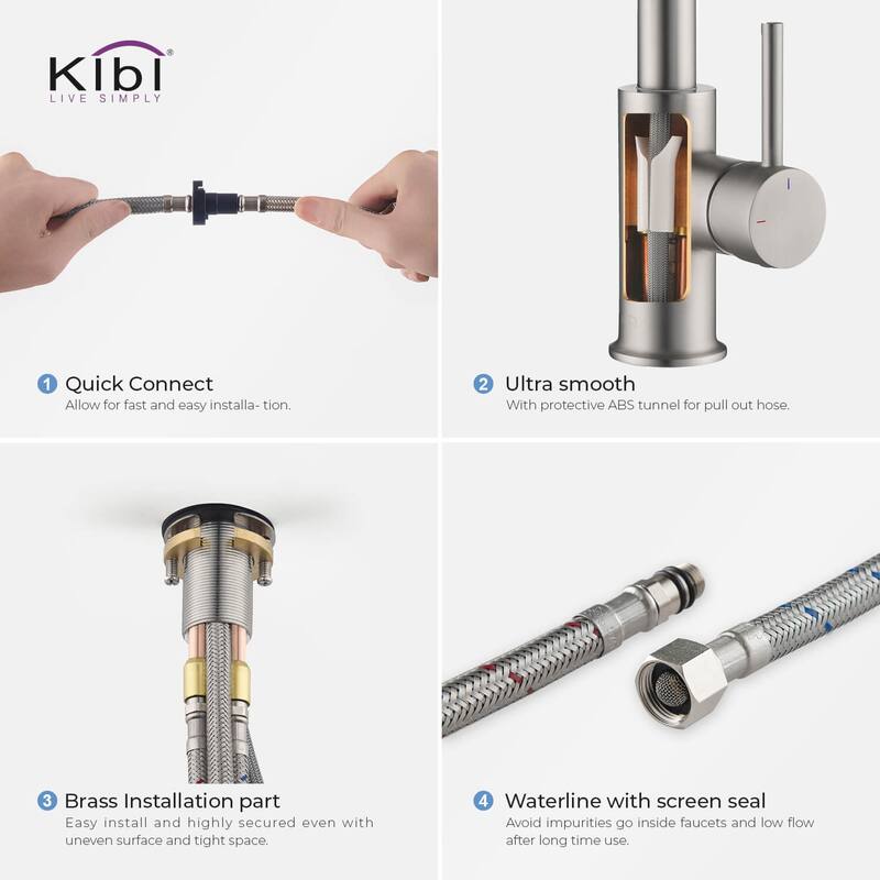 Single-Hole Pull-Down Kitchen Faucet with Sprayer and Magnetic Docking