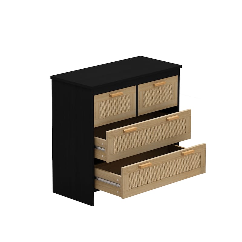 4 Drawers Rattan Cabinet, for Bedroom, Living Room, Hallways