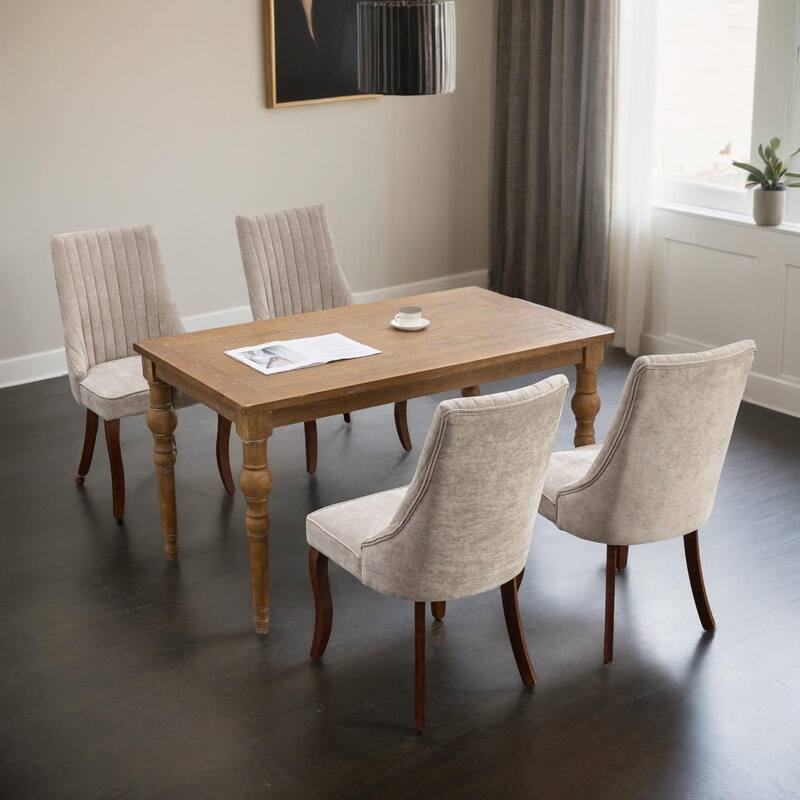 Rayon Cloth Flocking Linen Dining Chairs Channel Kitchen Dinner Chair Comfy Fabric Upholstered Accent Chair for Dining Room