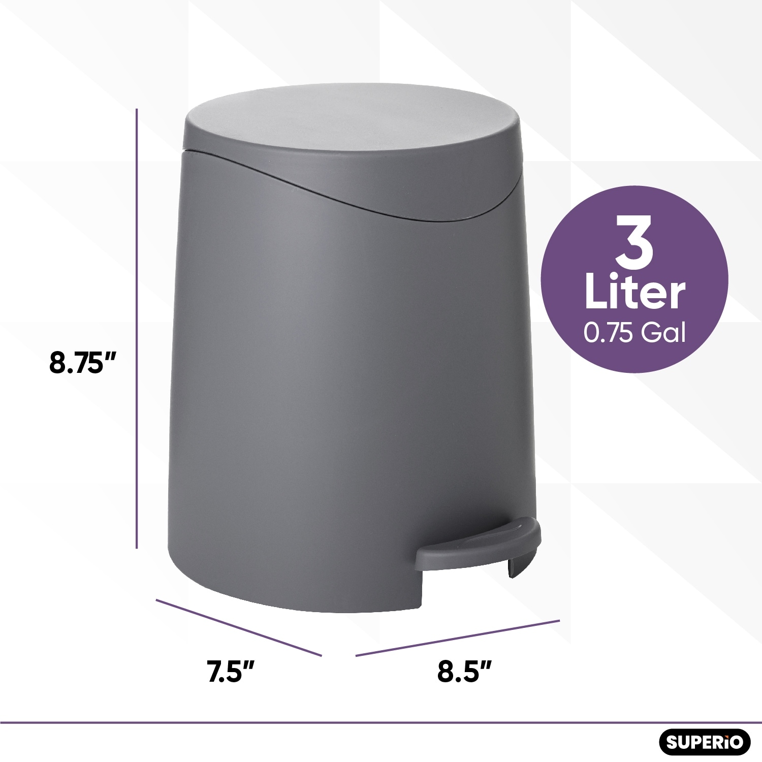 Superio Mini 3 L Step-on Trash Can - N/A-image