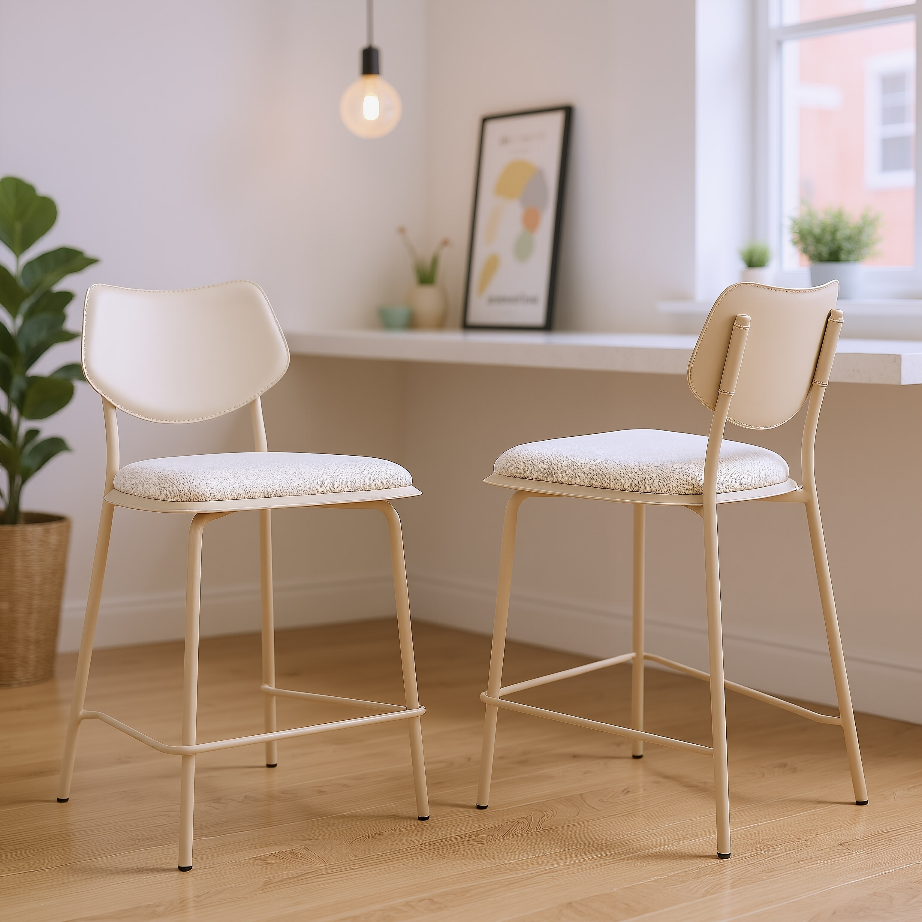 Zeal Counter Stool Light Gray & Beige