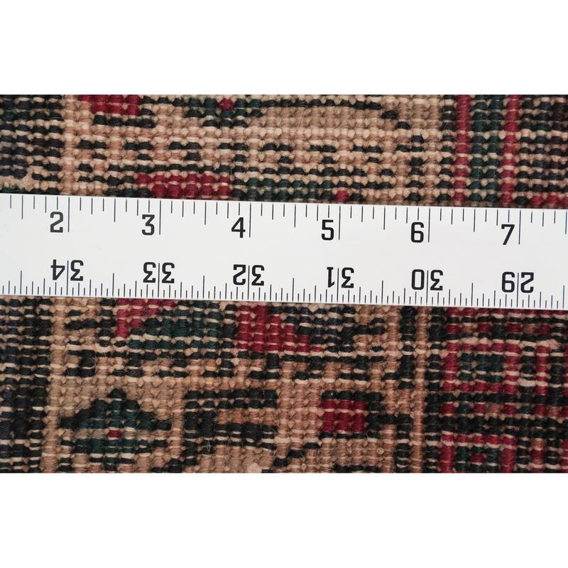 Hand Knotted Oriental 100% Wool Carpet Traditional Geometric Red Ardebil Runner Rug - 10' 6'' X 3' 2''