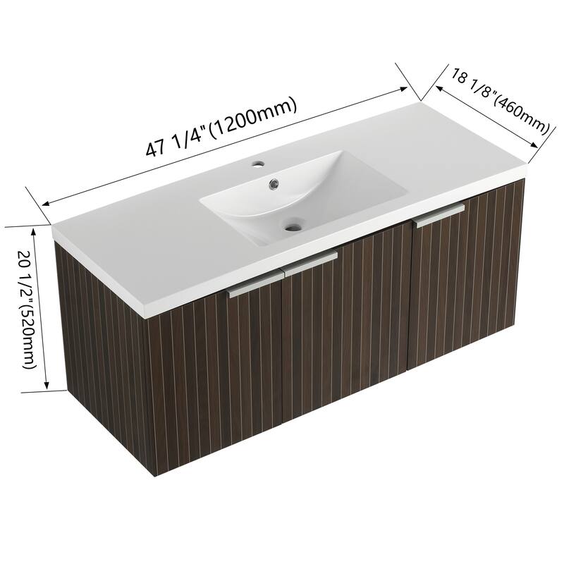 Malwee 24"/30"/36"/48" Bathroom Vanity with Sink, Floating Bathroom Vanity with Soft Close Door