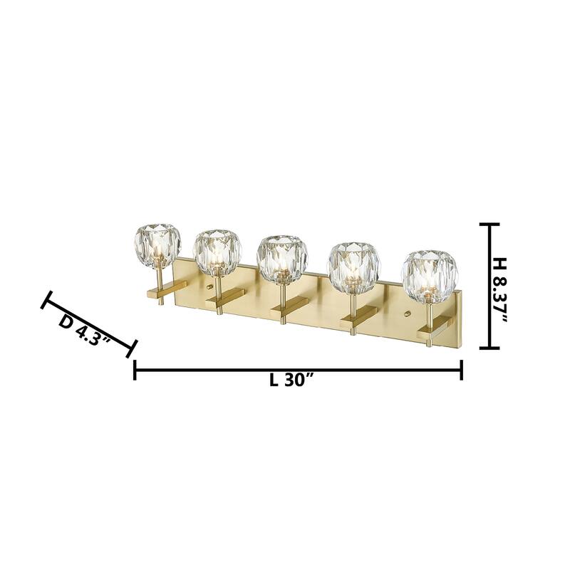 5 Light Gold Vanity With Crystal Shades