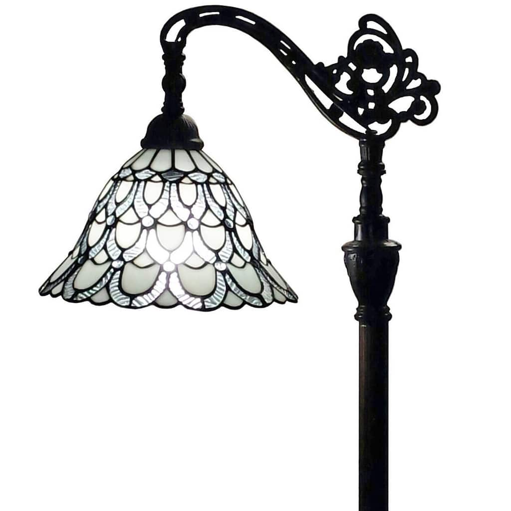 Tiffany-style White Reading Floor Lamp 62" AM107FL11 Amora Lighting