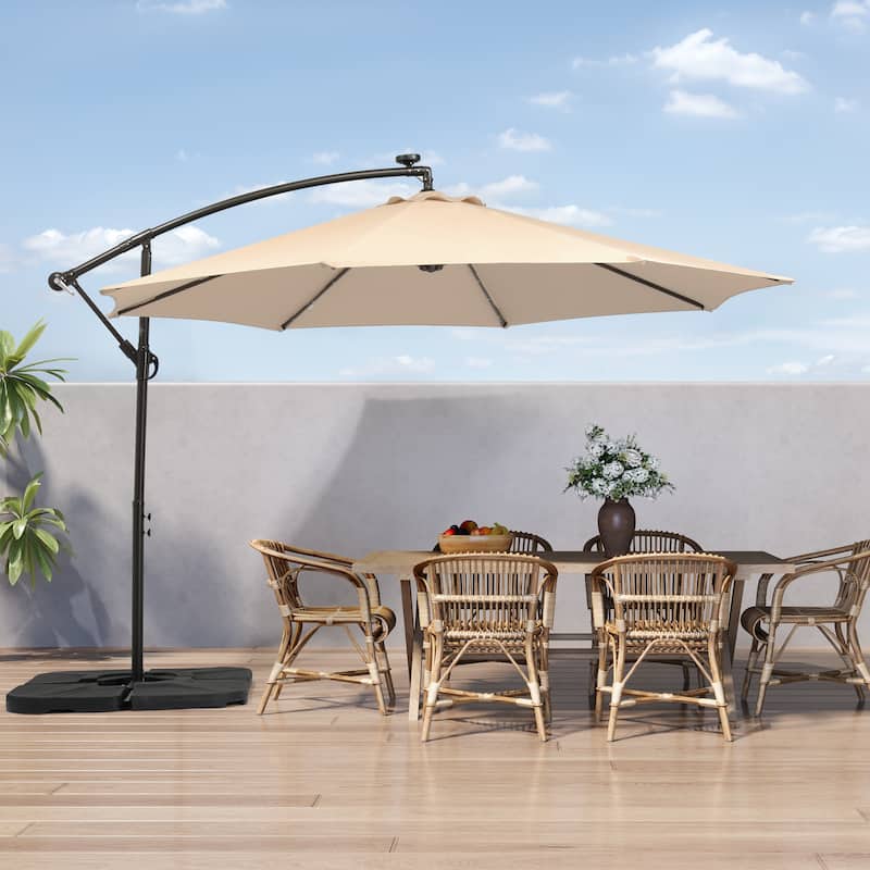 Lucent 10' Cantilever Patio Umbrella with Solar LED Lights