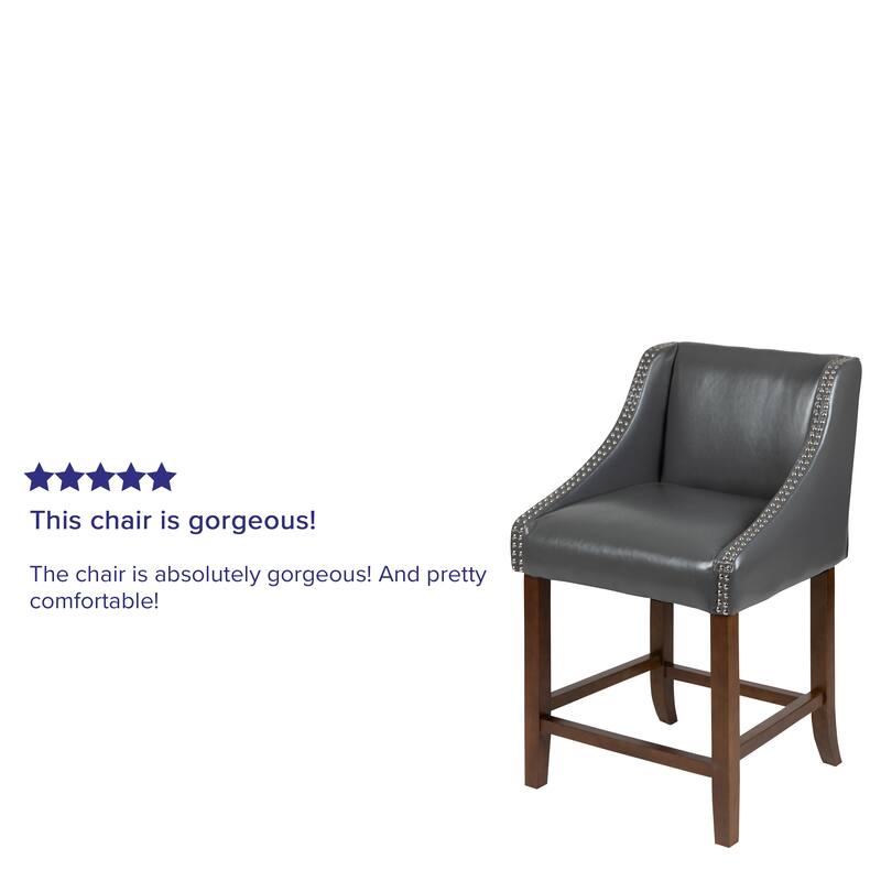 24-inch Transitional Curved Walnut Counter Height Stools (Set of 2) - 20"W x 22"D x 36"H