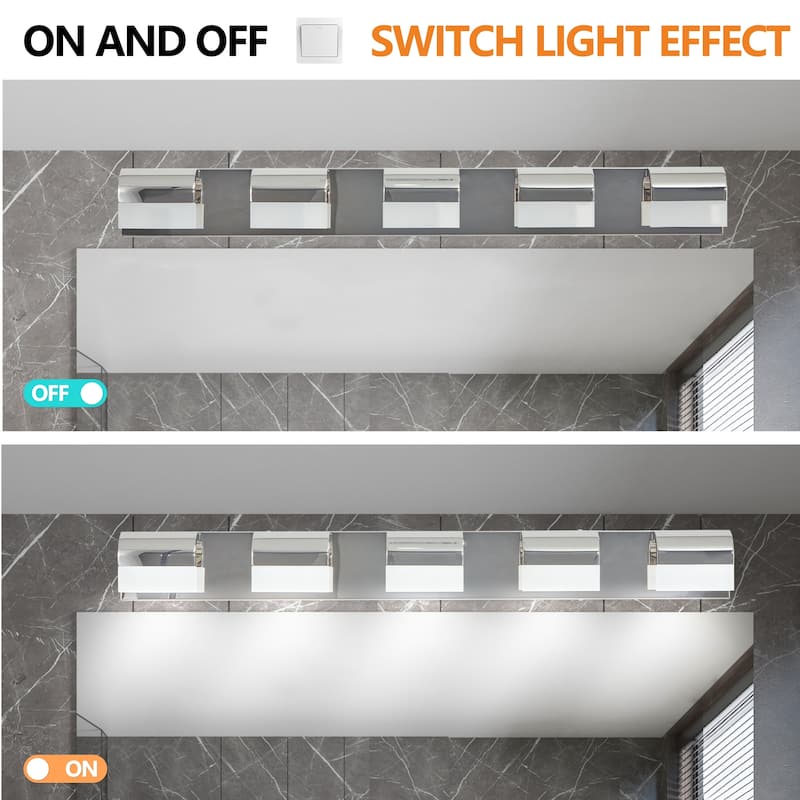 Modern Bathroom Vanity Lighting 5-Light LED Vanity Lights Over Mirror Bath Wall Lighting
