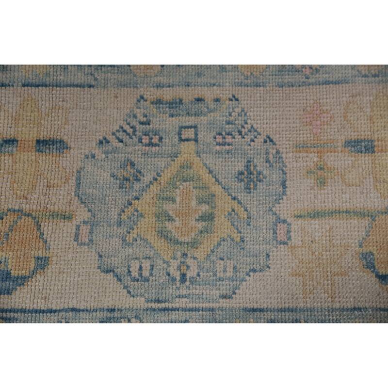Hand Knotted Oriental 100% Wool Carpet Transitional All-Over Navy Blue & Blues Oushak Area Rug - 11' 5'' X 8' 3''