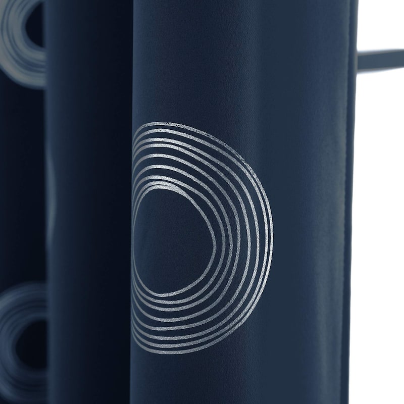 Concentric Circles Pattern Room Darkening Curtain 2 Panels