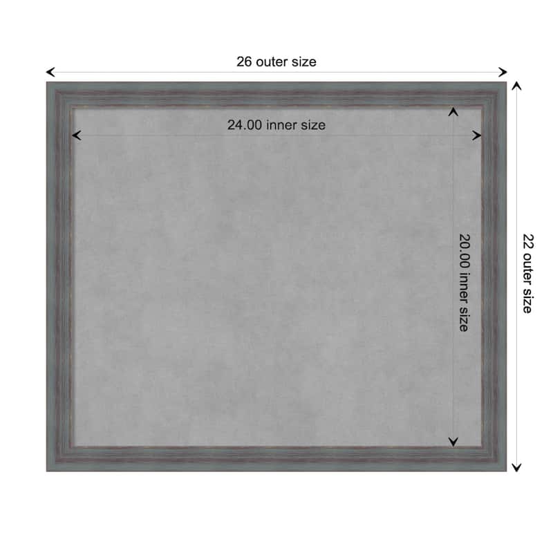 Amanti Art Dixie Blue Grey Rustic Framed Magnetic Board - Board Size 24x20