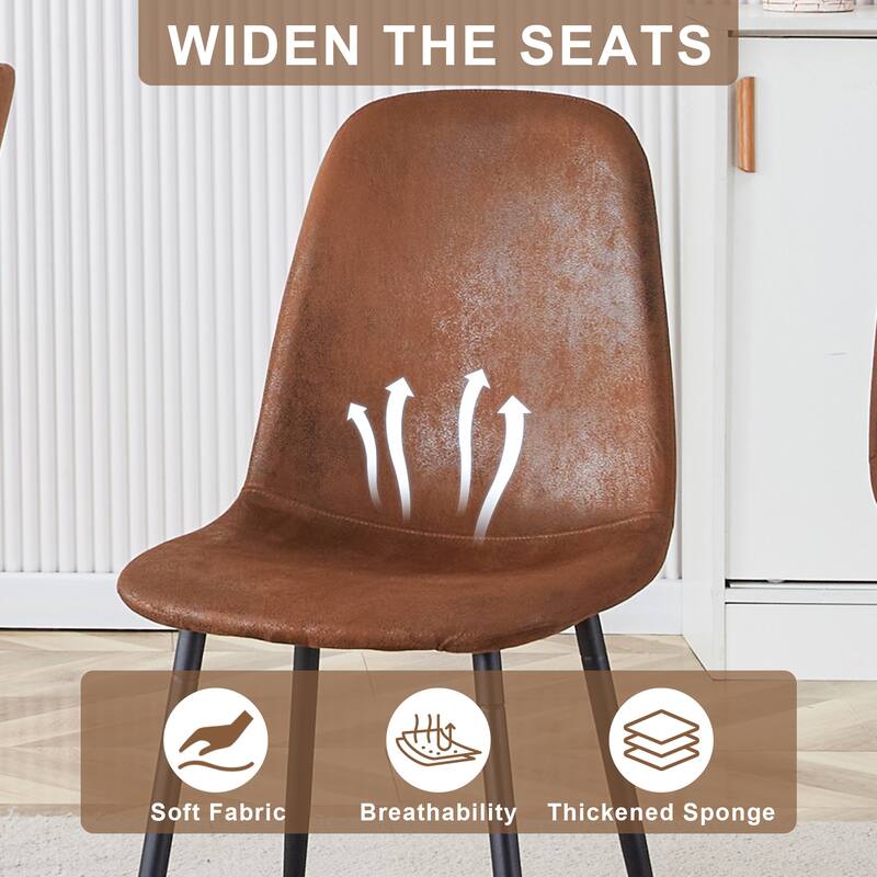 42" Round Dining Table Set for 4, 5-Piece Modern Dining Room Table with 4 Linen Chairs, Small Space Circle Dining Furniture