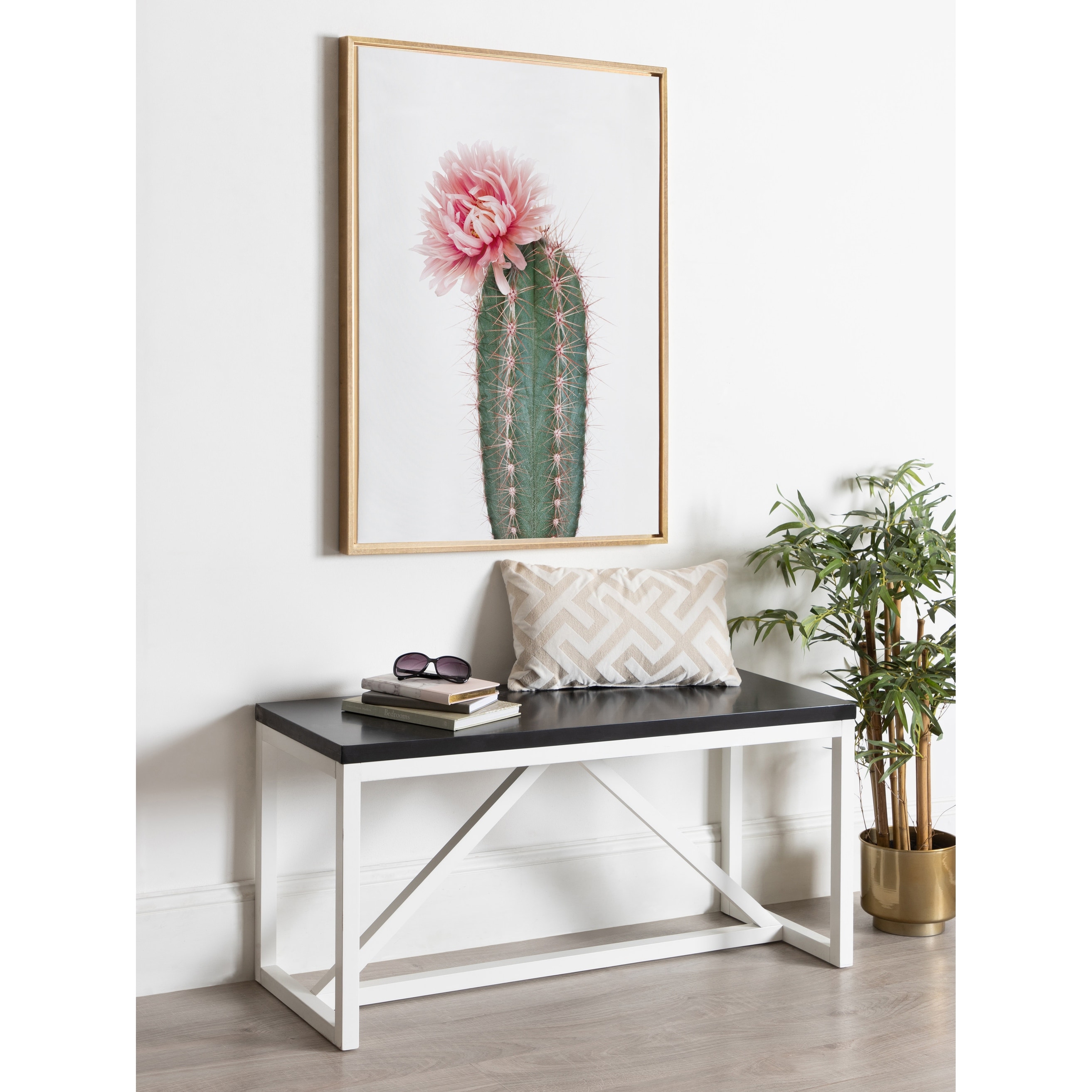 Kate and Laurel Sylvie Pink Cactus Flower Framed Canvas Wall Art