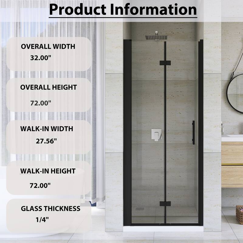Bifold Framed Shower Door in Matte Black Finish