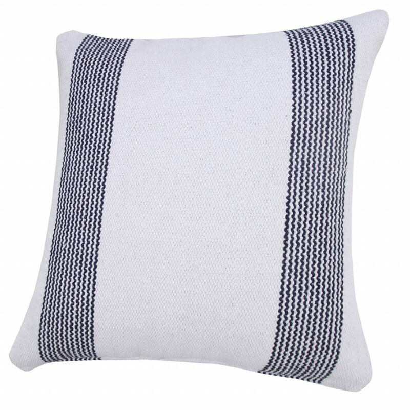 HomeRoots 20" X 20" Deep Blue And White 100% Cotton Geometric Zippered Pillow