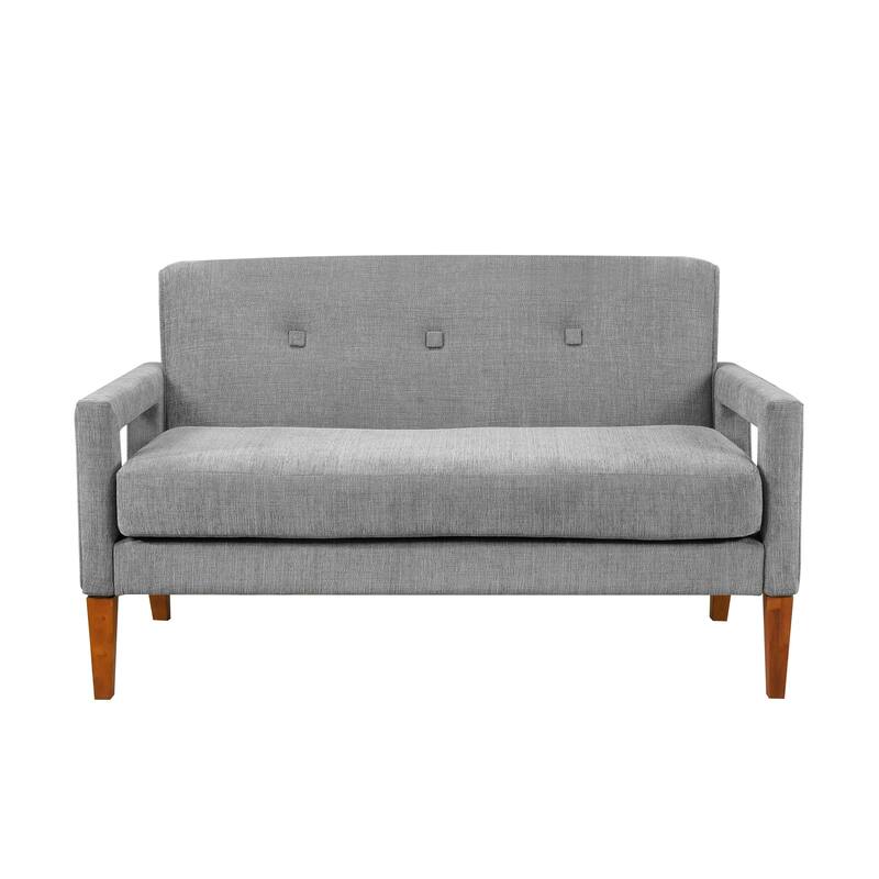 Modern Living Room Furniture Loveseat Gray Chenille Upholstery Pocket Coils Solid Wood Legs Furniture 1Pc - Grey