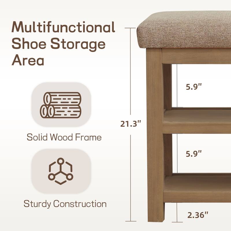 HUIMO Multi-Functional Modern Entryway Double Layer Shoe Bench 39 inch