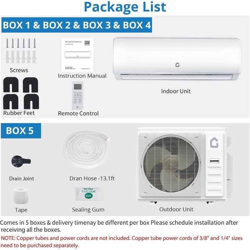 19 SEER2 35000 BTU Dual Zone Mini Split Air Conditioner, 9K+9K+12K+18K, 230V