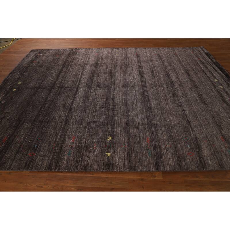 Hand Knotted Oriental 100% Wool Carpet Tribal Tribal Brown Gabbeh Area Rug - 9' 11'' X 8' 0''