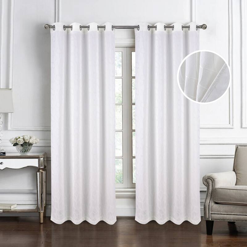 Lorena Woven Jacquard Window Curtain with Grommets 84" Set