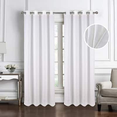 Lorena Woven Jacquard Window Curtain with Grommets 84" Set